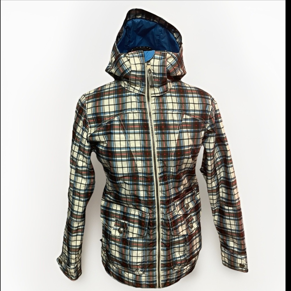 BURTON Snowboard Jacket
Womens Size XXS SKI COAT Blue Red Cream Plaid Dryride